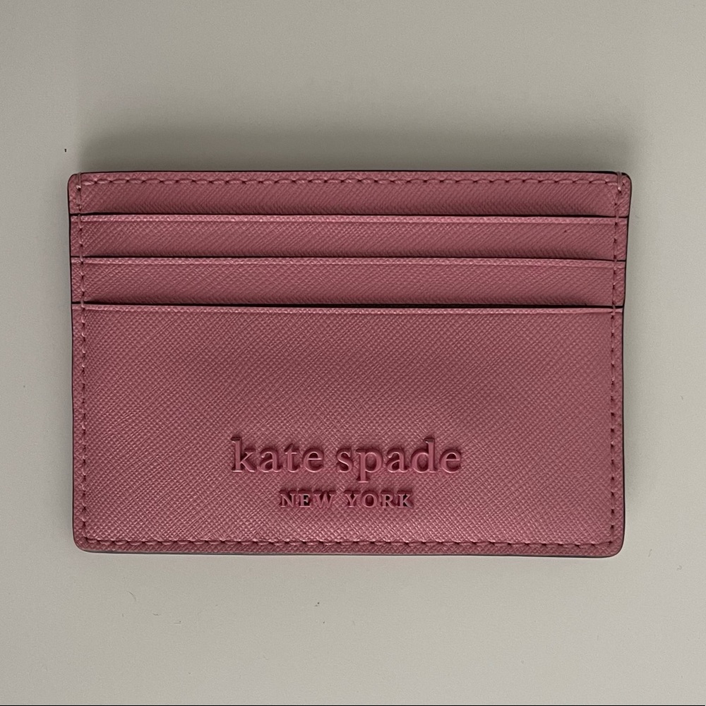 Kate Spade pink saffiano leather card holder case